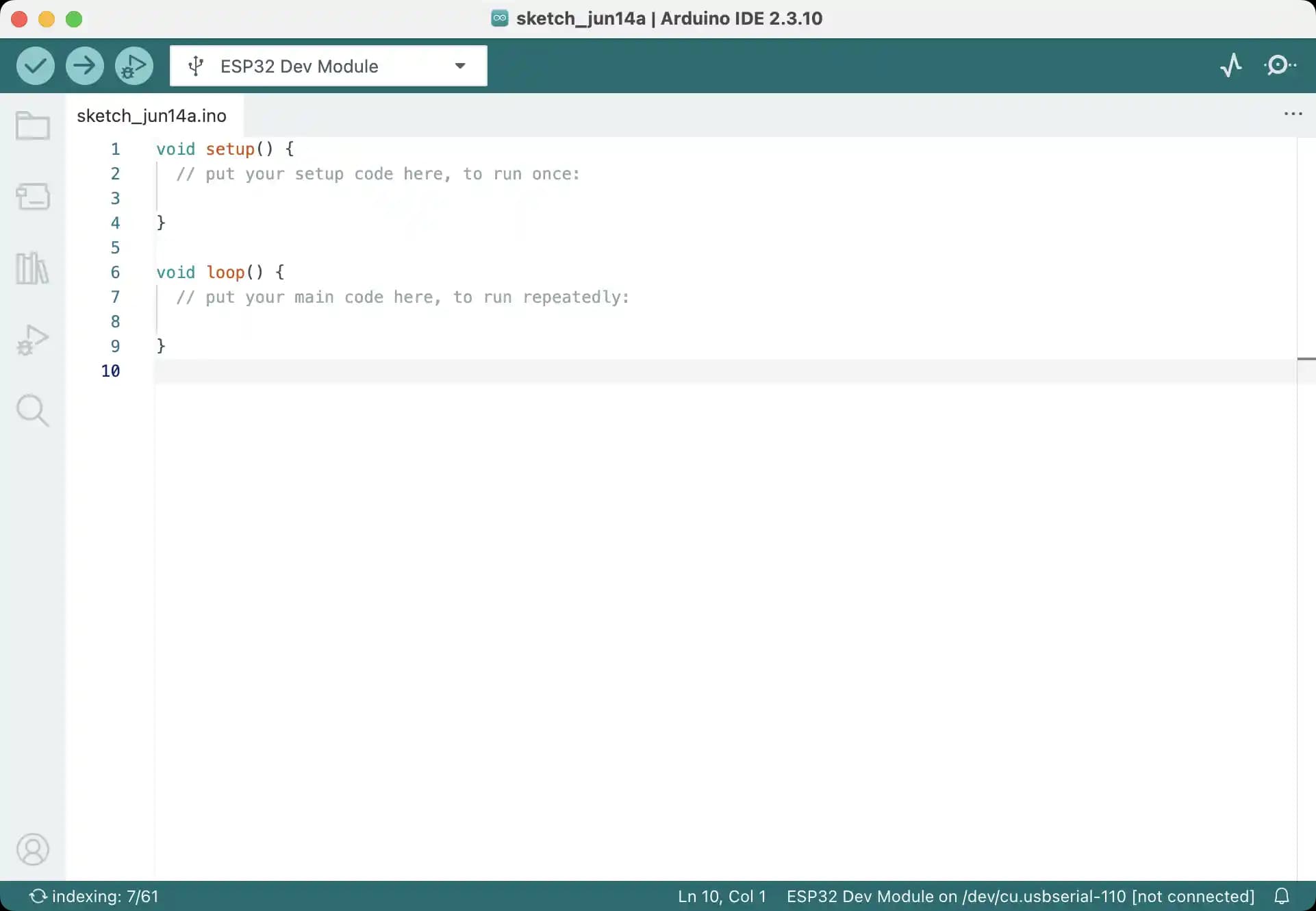 Главное окно Arduino IDE